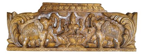 Wooden Carving Gajalakshmi Wall Hanging - 2 Feet, For Decor,Gift