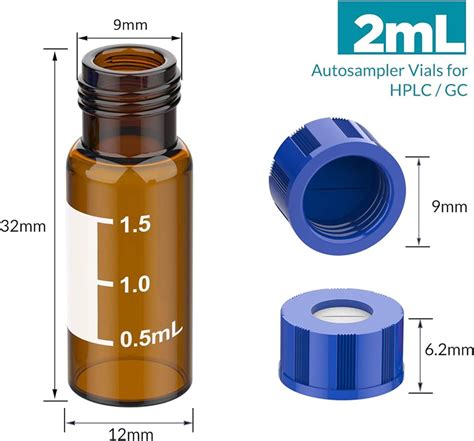 HPLC Vials Amber Glass with Screw Neck 2mL (Pack of 100)