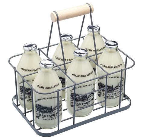 Indian Decor. 28734 Living Nostalgia Wire Metal Milk Crate/Bottle ...