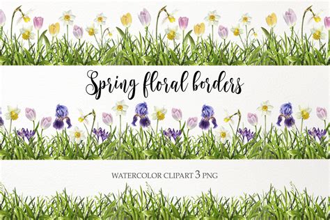 Grass Clipart. Spring Watercolor Flowers Graphic by WatercolorGardens ...