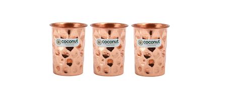 Coconut Copper Water Glass with diamond Hammered - unit1, 270ml each ...