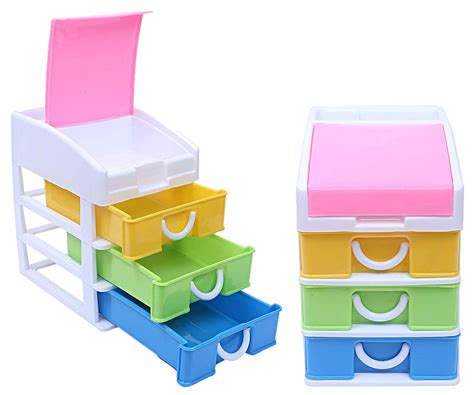 Heart Home Plastic 2 Pieces Four Layer Drawer Storage Cabinet Box ...