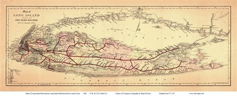 Long Island Railroad Map 1882 - Colton - Old Map Reprint - OLD MAPS