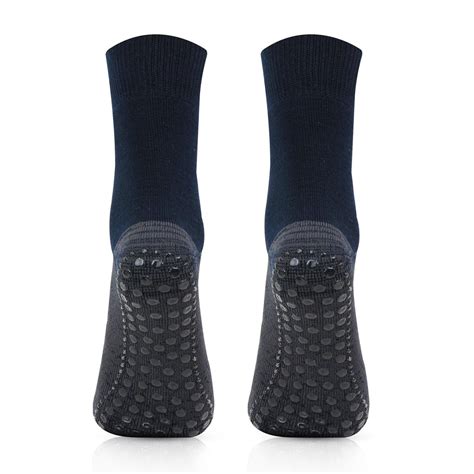 Men's Woolen Navy Color Anti-Skid (Gripper) Indoor Socks - Pack Of 2 ...