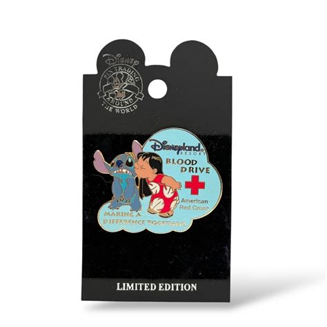 DLR Red Cross Cast Blood Drive 2004 Lilo & Stitch Pin