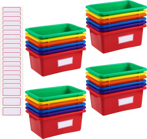 Amazon.com: Outus 20 Pack Book Bins for Classroom Plastic Cubby Bins Toy Bins for Kids Storage ...