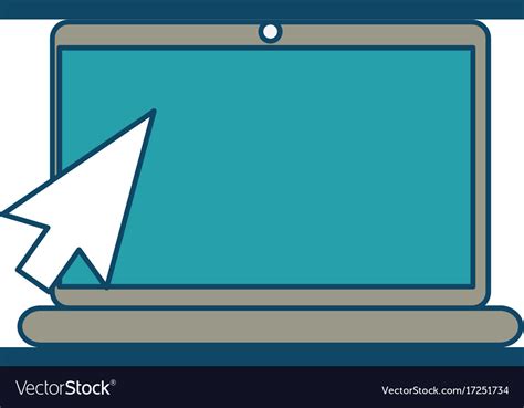 Laptop computer with mouse pointer Royalty Free Vector Image