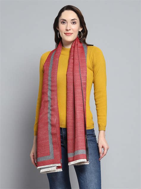 Buy Women Maroon Self Design Stole Online in India - Monte Carlo