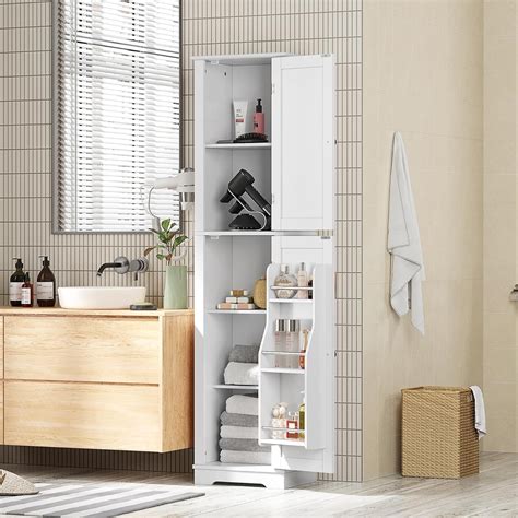 HOMEFORT Free Standing Slender Bathroom Cabinet, Tall & Narrow Storage ...