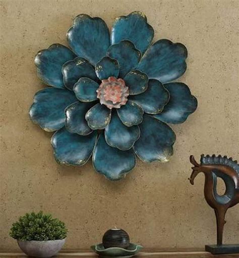ZXC Rajasthani Ethnic Blue Metal Hand Crafted Round Flower Wall Decor ...