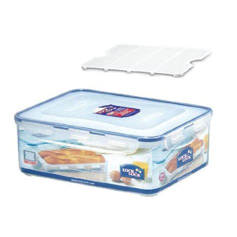 LocknLock Classics Small Tall Oblong Food Container with Tray, Transpa ...