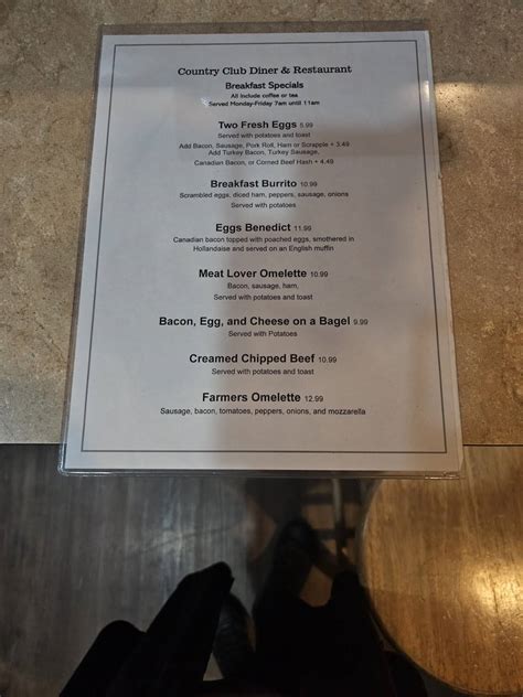 Menu at Country Club Diner, Philadelphia, Cottman Ave