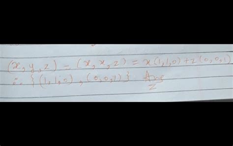 .consider the real vector space r'. the subspace {(x, y, z)e r'y x} of ...