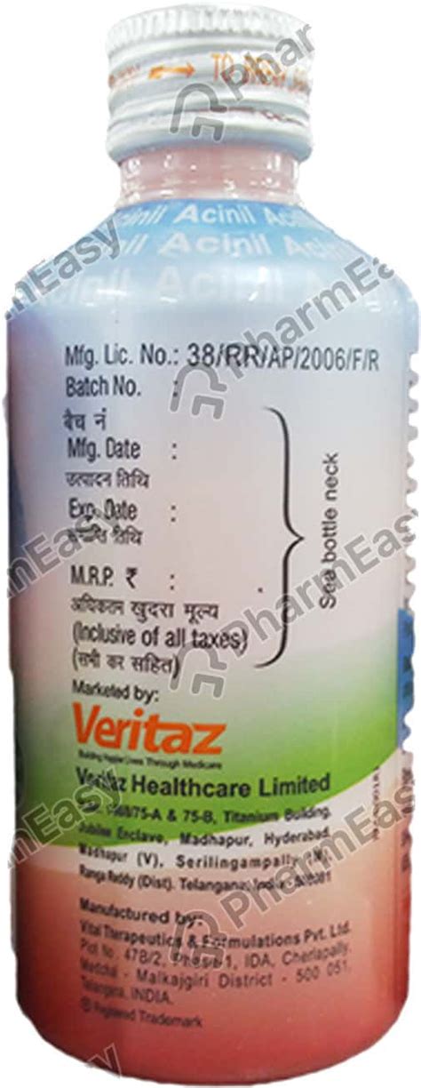 Acinil Mint Flavour Sugar Free Suspension 170ml: Uses, Side Effects ...