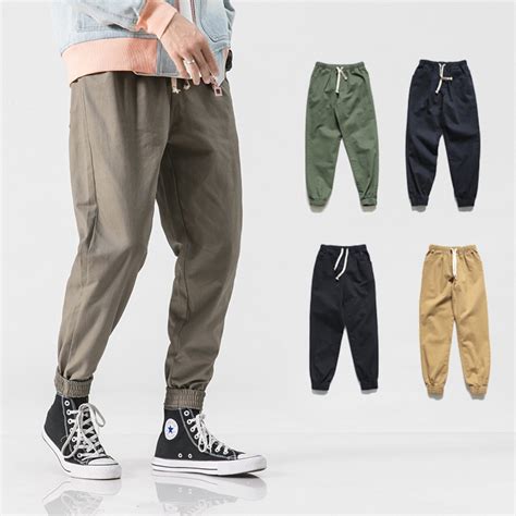Road Vintage Fall Pure Color Pants Men ese Youth Trend Loose Drawstring ...