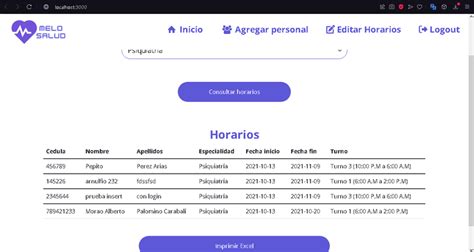 Sitio Web para generar los turnos del personal de salud | Freelancer