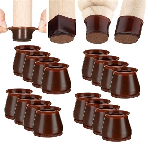 Aneaseit Chair Leg Floor Protectors - 1 7/16" - 2"x 16 pcs Dark Walnut ...