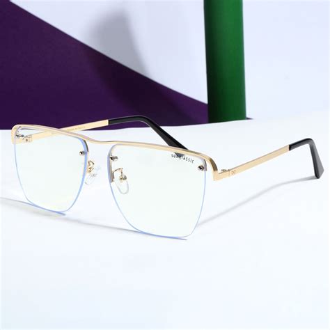 Buy Heldish Gold Clear Square Sunglasses - Sophisticated Style and UV ...