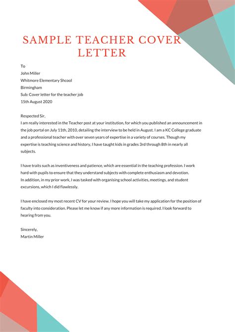 Teaching Cover Letter
