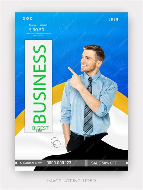 A business advertisement for business is shown on a blue background ...