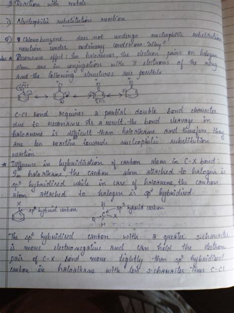 Explain why haloarenes are much less reactive than haloalkanes towards ...