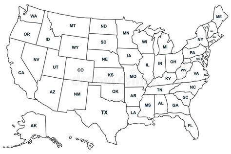 United States of America Map. USA Map with States and State Names Stock ...
