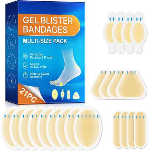 Amazon.com: LTQXGT Hydrocolloid Blister Bandages - 21 Count Gel Cushioning Foot Bandages for ...