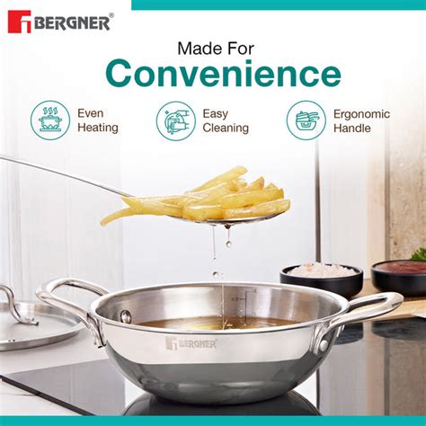 Bergner TriPro Tri-Ply Stainless Steel 7 Pcs Cookware Set of - Inducti