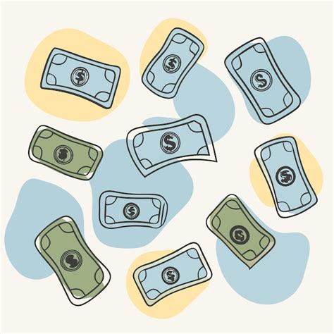 Handdrawn illustration of money bills with abstract background ...