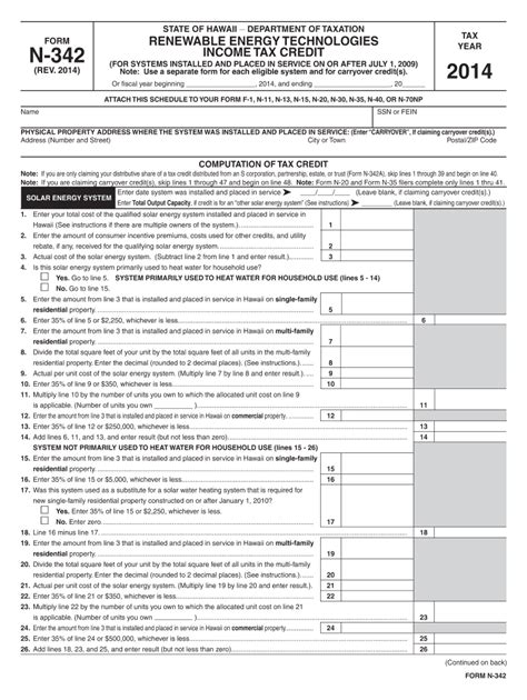 2014 Form HI DoT N-342 Fill Online, Printable, Fillable, Blank - pdfFiller
