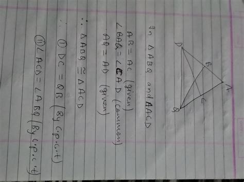 in this figure, AD=AQ and AB=AC,prove that (i) DC=QB ii angle ACD=angle ...