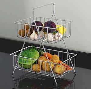EASELIVING 2 Tier Metal Counter-top Fruit Basket for Kitchen | Fruit ...