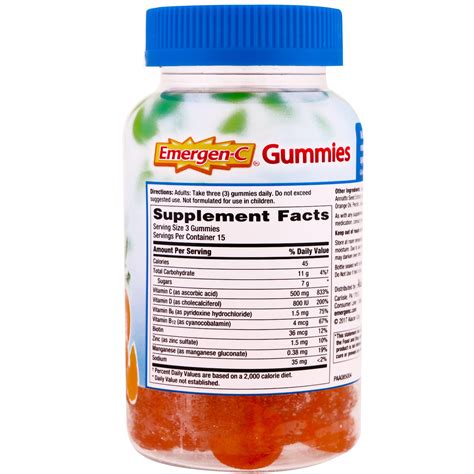 Emergen-C, Immune Plus with Vitamin D Gummies, Super Orange, 45 Gummies ...
