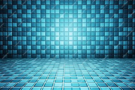 Premium AI Image | A blue tiled bathroom with a blue tiled floor and ...
