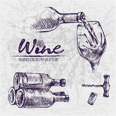 Premium Vector | Detailed line art hand drawn wine bottles illustration