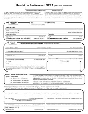 Remplissable En Ligne MANDAT DE PRELEVEMENT SEPA (SDD CORE) Fax Email ...