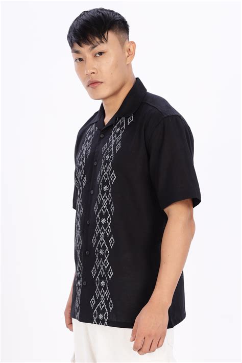 Trendsetting: Boxy Fit Linen black Cuban Shirt – Eszett