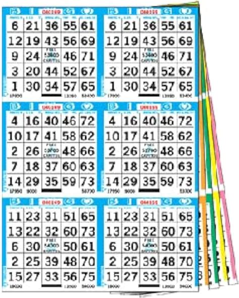 United Novelty 6 on 10 up Bingo Paper Cards- 50 Books- 500 Sheets- 10 ...