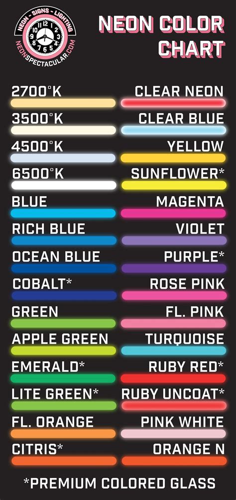 Image result for LED Neon Color Chart