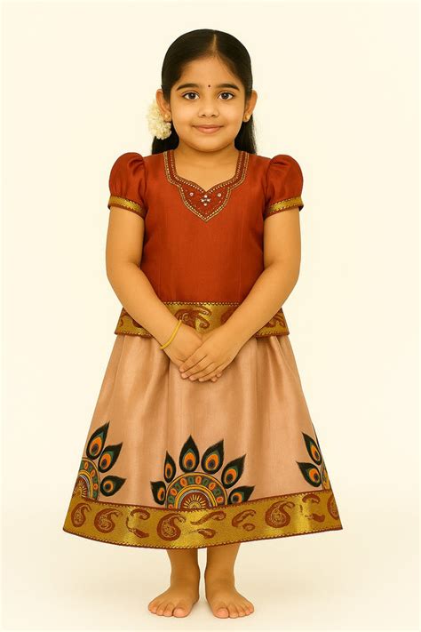 Traditional South Indian Silk Cotton Pattu Frock for Girls – Maroon ...