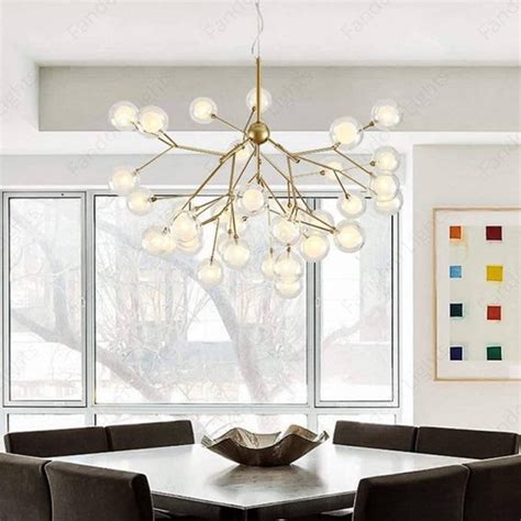 27 Lights Ball Firefly Gold Chandelier Amber Glass Led Ceiling Light ...