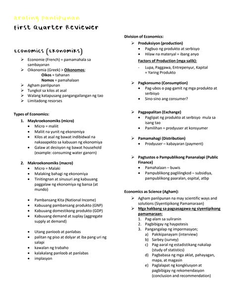 SOLUTION: Araling panlipunan 1st quarter reviewer grade 9 - Studypool
