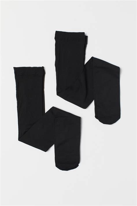 2-pack tights - Black/Black - Kids | H&M IN