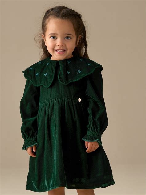 Buy Angel & Rocket Green Dotty Scalloped Embroidered Collar Velvet ...