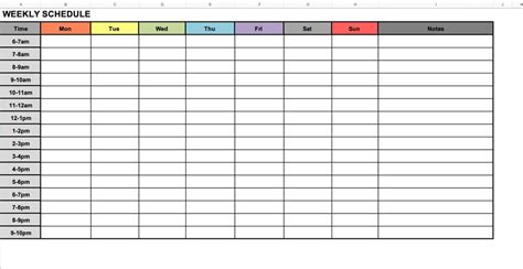 Image result for Excel Weekly Schedule Spreadsheet Editable