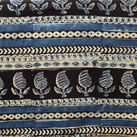 Pure Cotton Kalamkari Black With Cream And Rust Blue Mango Design Bord ...