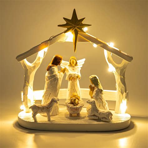CHUANGLI Nativity Sets for Christmas Indoor- Nativity Set with LED ...
