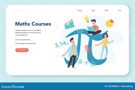Online Math Course Web Banner or Landing Page. Learning Stock Vector ...