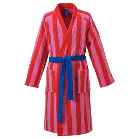 SKOGSSALLAT bath robe, red-pink/striped, S/M - IKEA