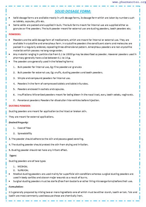 Solid Dosage Form - SOLID DOSAGE FORM: Solid dosage forms are available ...